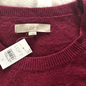 Loft maroon pullover sweater with side zips L